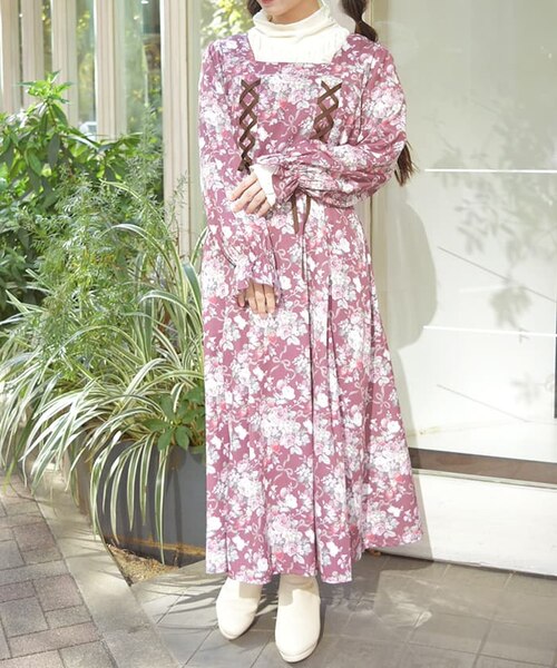 フレーズローズ柄ワンピース｜アクシーズファム アウトレットの