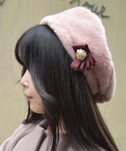 リボンブローチ付ファーベレー