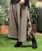 スカーフ柄切替ワイドパンツ