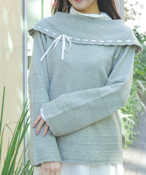 ローズコサージュ付ニット｜アクシーズファム アウトレットの