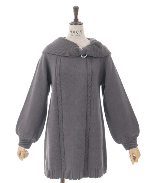 （新品）Marque de Fabrique ニットワンピ　リボン　サイズ40 セール】バイカラーリボンニットワンピース[高身長サイズMT/低身長