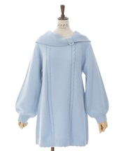 リボン襟ニットミニワンピ