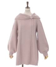 リボン襟ニットミニワンピ