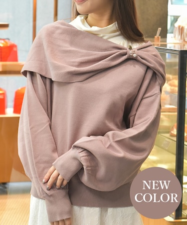 ドレープリボンニット