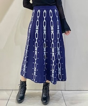 チェーン柄フレアスカート