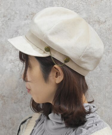 サイド釦ベロアキャスケット