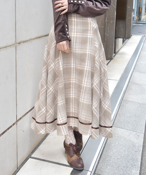 axes femme ピンク チェック スカート axes femme POETIQUE（アクシーズファムポエティック）の「起毛