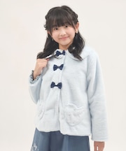 連リボン襟付きファーコート