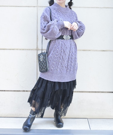 ラメ混モールヤーンチュニック