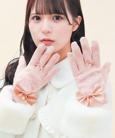 パール×リボン手袋