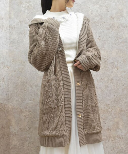 裏ボアニットコーディガン