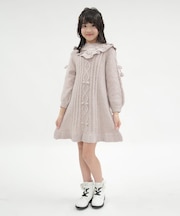 フラワー刺繍ニットワンピース