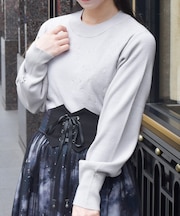 テレスコープラメ刺繍ニット