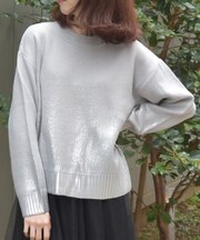 メタリックプリントニット