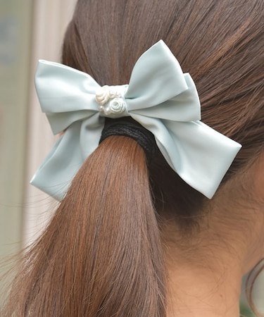 巻き薔薇リボンヘアクリップ