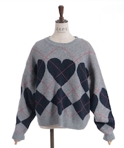 ハートアーガイルニットプルオーバー