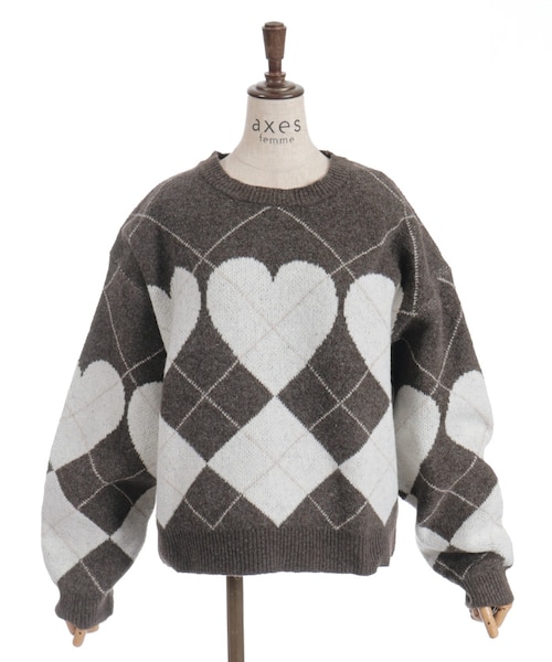 ♡ページ ハートアーガイルニットプルオーバー｜アクシーズファム アウトレット