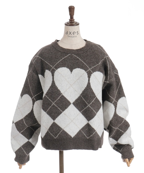 ハートアーガイルニットプルオーバー