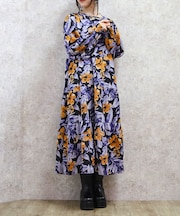 花柄ティアードワンピース