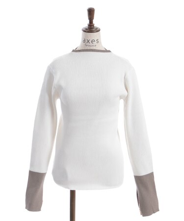 配色リブニット