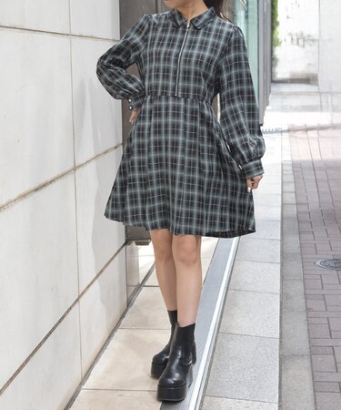 ジップ×プリーツOP