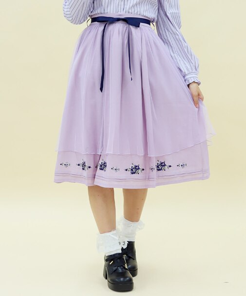 ブーケ刺繍フレアＳＫ