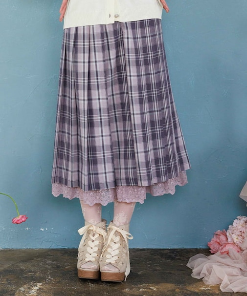 チェック柄プリーツSK