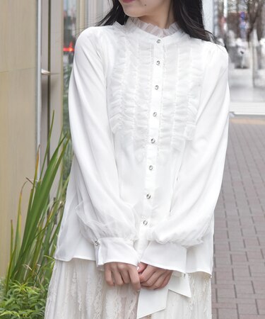 チュールフリルハイネックBL