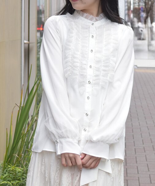 チュールフリルハイネックBL