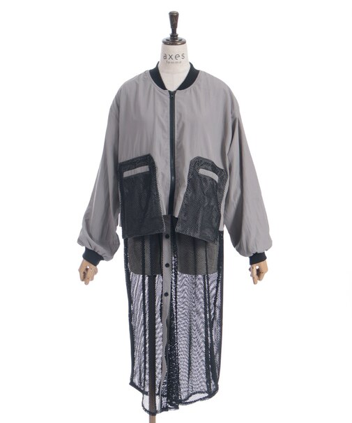 メッシュ重ねデザインブルゾン
