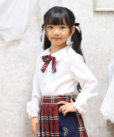 チェックリボンブラウス