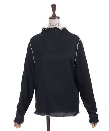 ハイネック配色メロープルオーバー