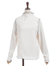 ハイネック配色メロープルオーバー