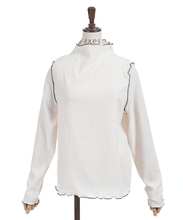 ハイネック配色メロープルオーバー