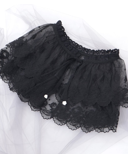 リボンレースボリューム付け襟