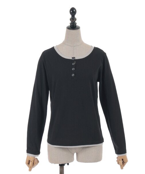 レイヤードヘンリーネックプルオーバー