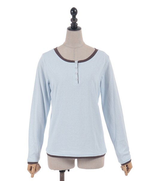 レイヤードヘンリーネックプルオーバー