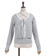 レースカーディガン×クロスキャミ