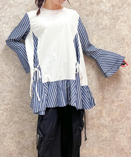 ストライプ切替チュニック