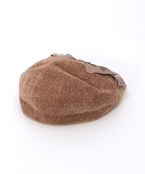 リボン付きモールニットベレー