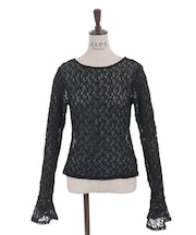 袖フリルレースプルオーバー