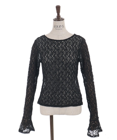 袖フリルレースプルオーバー