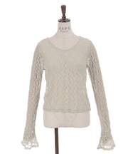 袖フリルレースプルオーバー