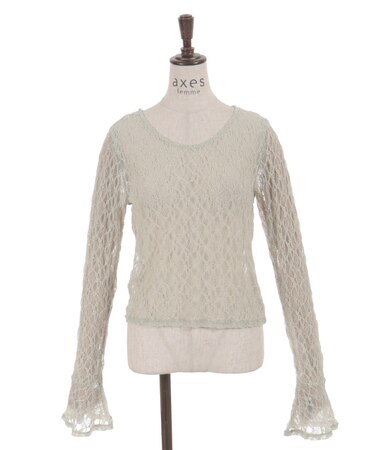 袖フリルレースプルオーバー