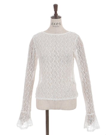 袖フリルレースプルオーバー