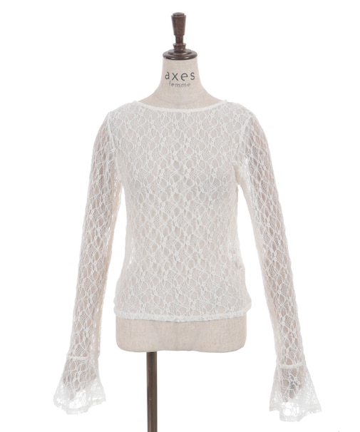 袖フリルレースプルオーバー