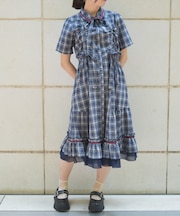 リボン×チェック柄ＯＰ