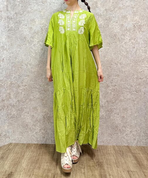 刺繍スキッパーマキシＯＰ