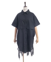 バックレースシャツワンピース