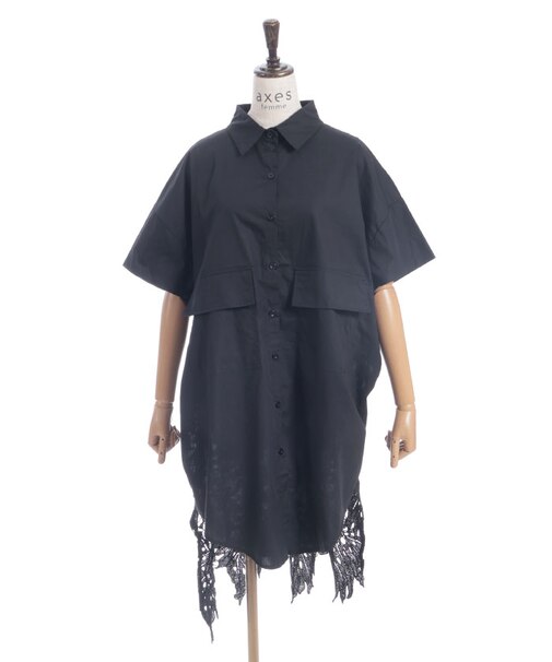 バックレースシャツワンピース